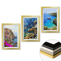 WANDBILDER 3er Set - 20x30 cm Goldrahmen - Meerblick, farbenfrohe Häuser - Goldfarben, Kunststoff (20/30cm) - ArtPrintCave
