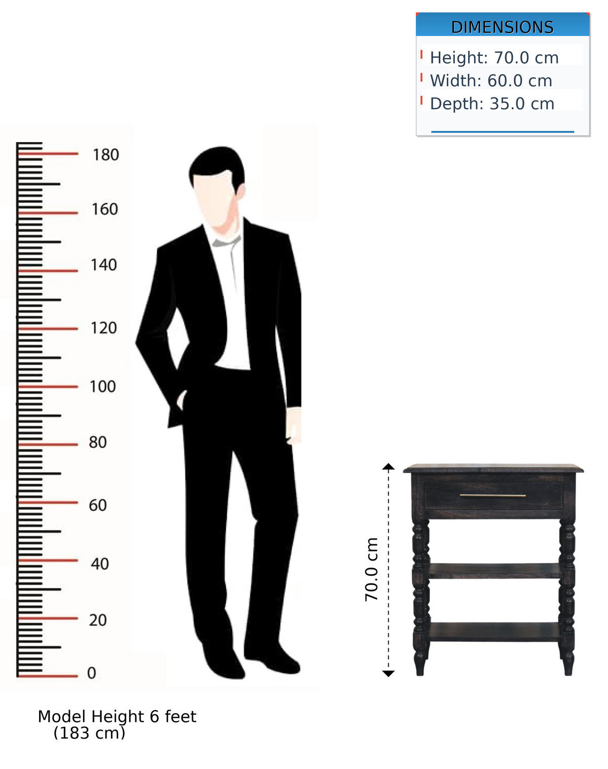 BEISTELLTISCH mit Carbon-Esche-Finish, 1 Schublade, 2 offene Ablagen, dunkelbraun. - Dunkelbraun, Holz (35/60/70cm) - Artisan Furniture