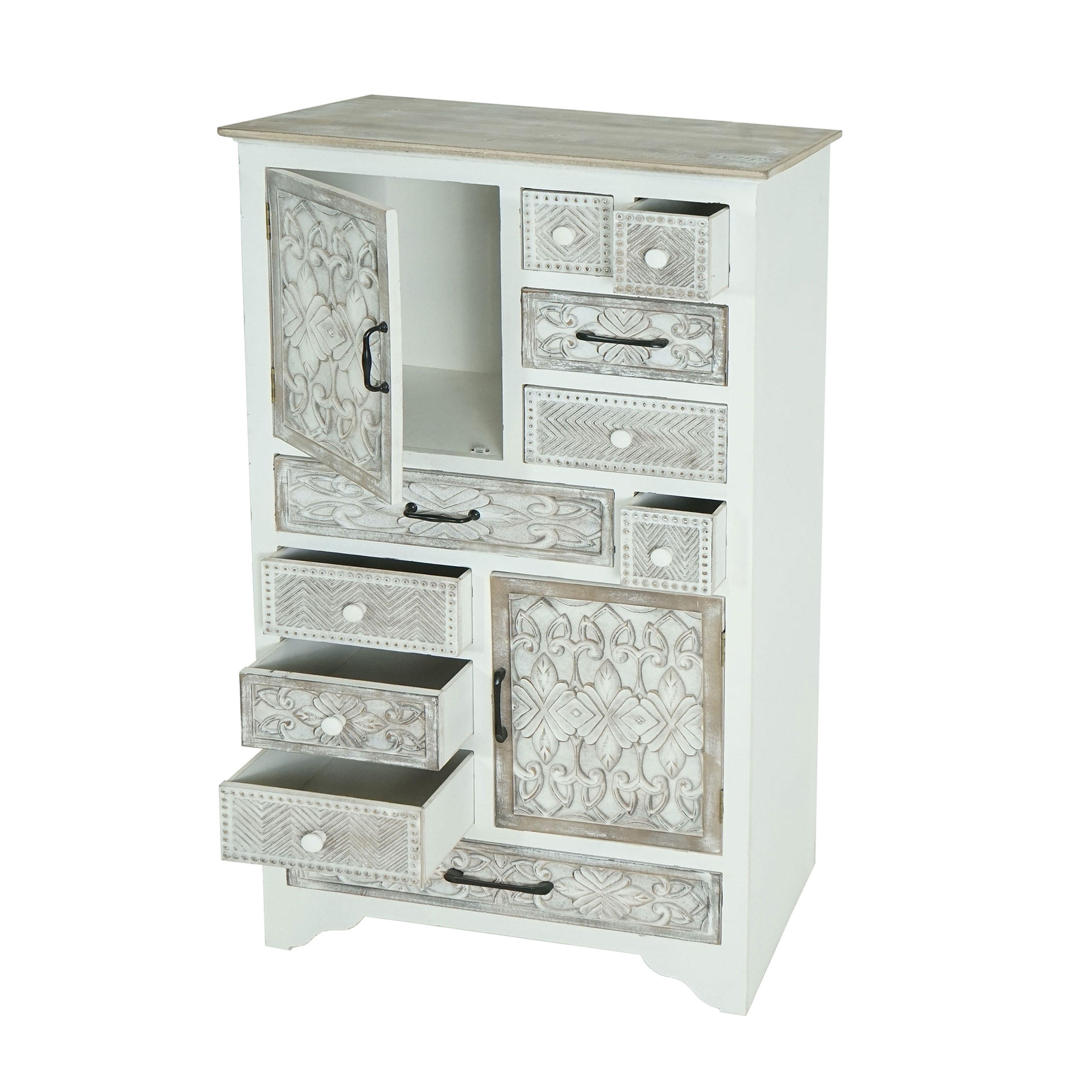 KOMMODE Weiß, Braun - Weiß/Braun, Holzwerkstoff (81/150/40cm) - MCW
