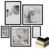 WANDBILDER 5er-Set - 50x50 cm & 20x30 cm & 40x60 cm Schwarzer Rahmen - Abstrakte moderne Formen - Schwarz, Kunststoff (40/60cm) - ArtPrintCave