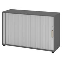 ROLLLADENSCHRANK - 2 Ordnerhöhen 40/120/74,8 cm in Graphitfarben/Silberfarben Streifengriff (Kunststoff) - Silberfarben/Graphitfarben, Holzwerkstoff (120/74.8/40cm) - bümö