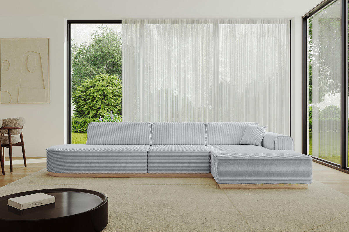 ECKSOFA Ottomane Rechts IREA-L2 - 327x165x80 cm Grau - Grau, Holzwerkstoff/Textil (327/165cm) - ALTDECOR