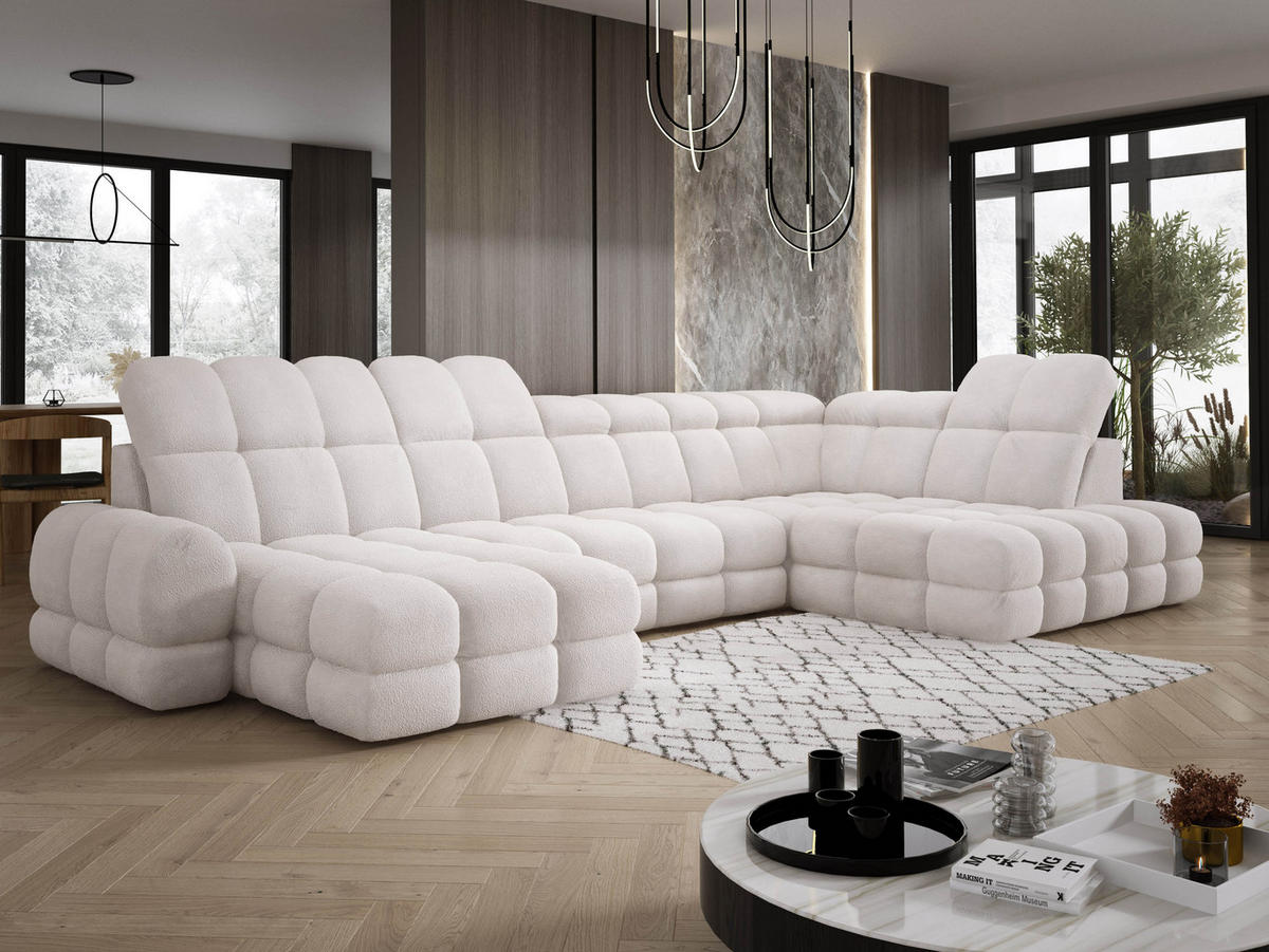 ECKSOFA TOLLO Anthology-stoff U-form 400x217x105 cm weiss - Kaschmir, Holz/Textil (217/400cm) - DomoHome