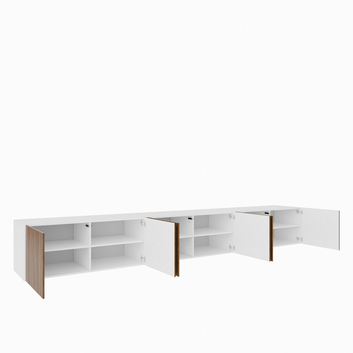 LOWBOARD LIVO 300/41/40 cm, Hängender TV-Schrank Weiß / Eichefarben - Eichefarben/Braun, Holzwerkstoff (300/41/40cm) - MASSENO