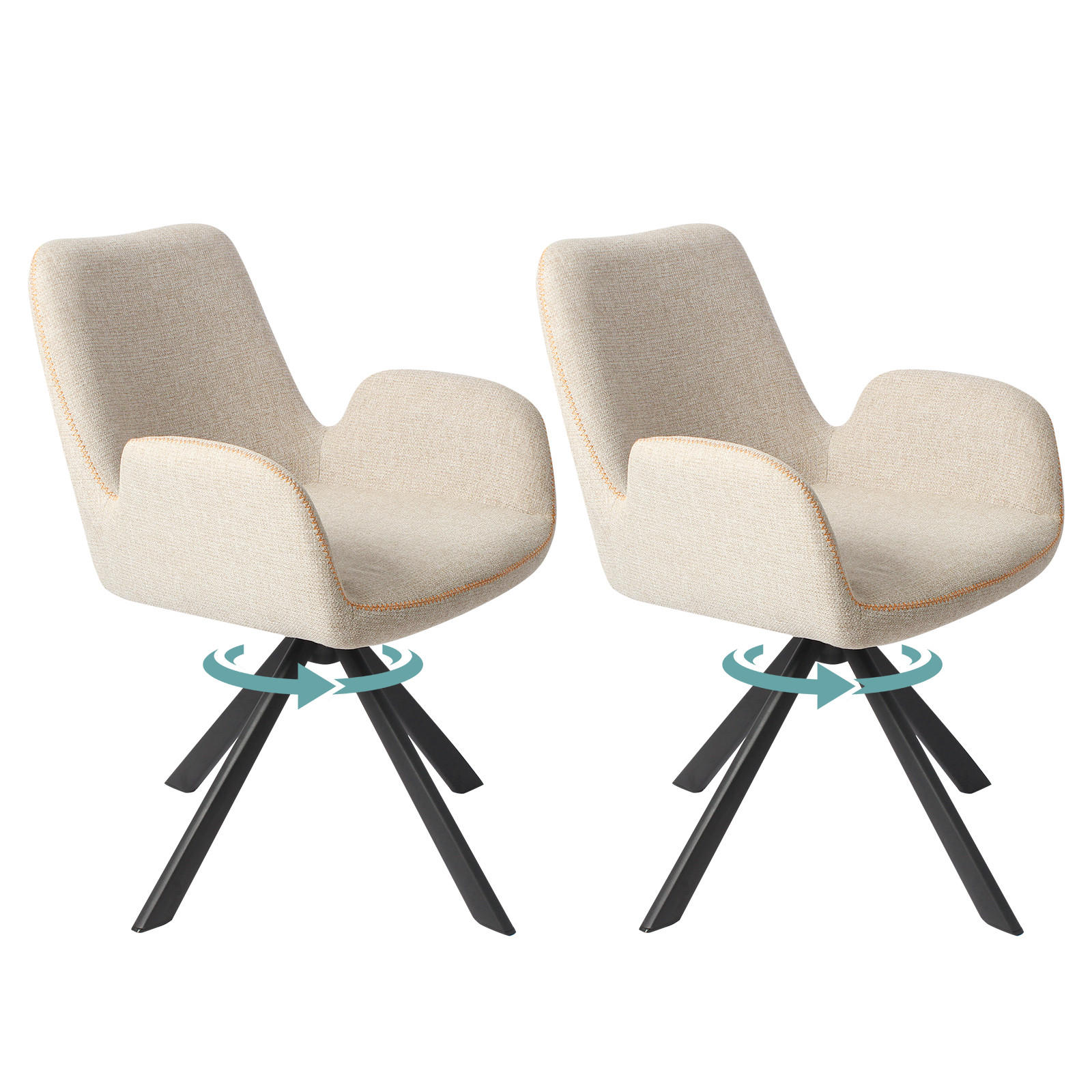 ARMLEHNSTUHL-SET 2 Stück in Stoff(YZ7) - Beige, Textil (56/82/59cm) - HOMAVO