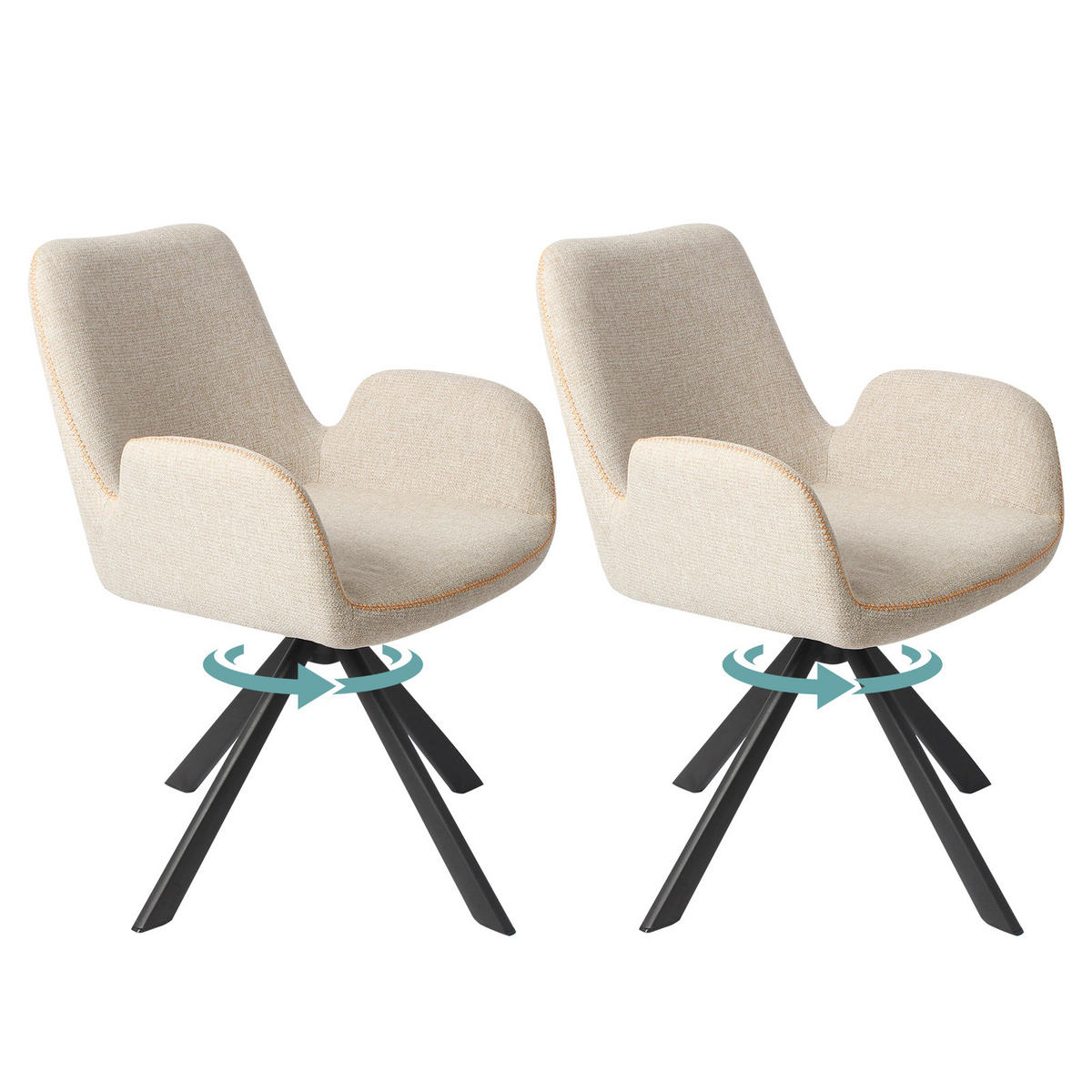 ARMLEHNSTUHL-SET 2 Stück in Stoff(YZ7) - Beige, Textil (56/82/59cm) - HOMAVO