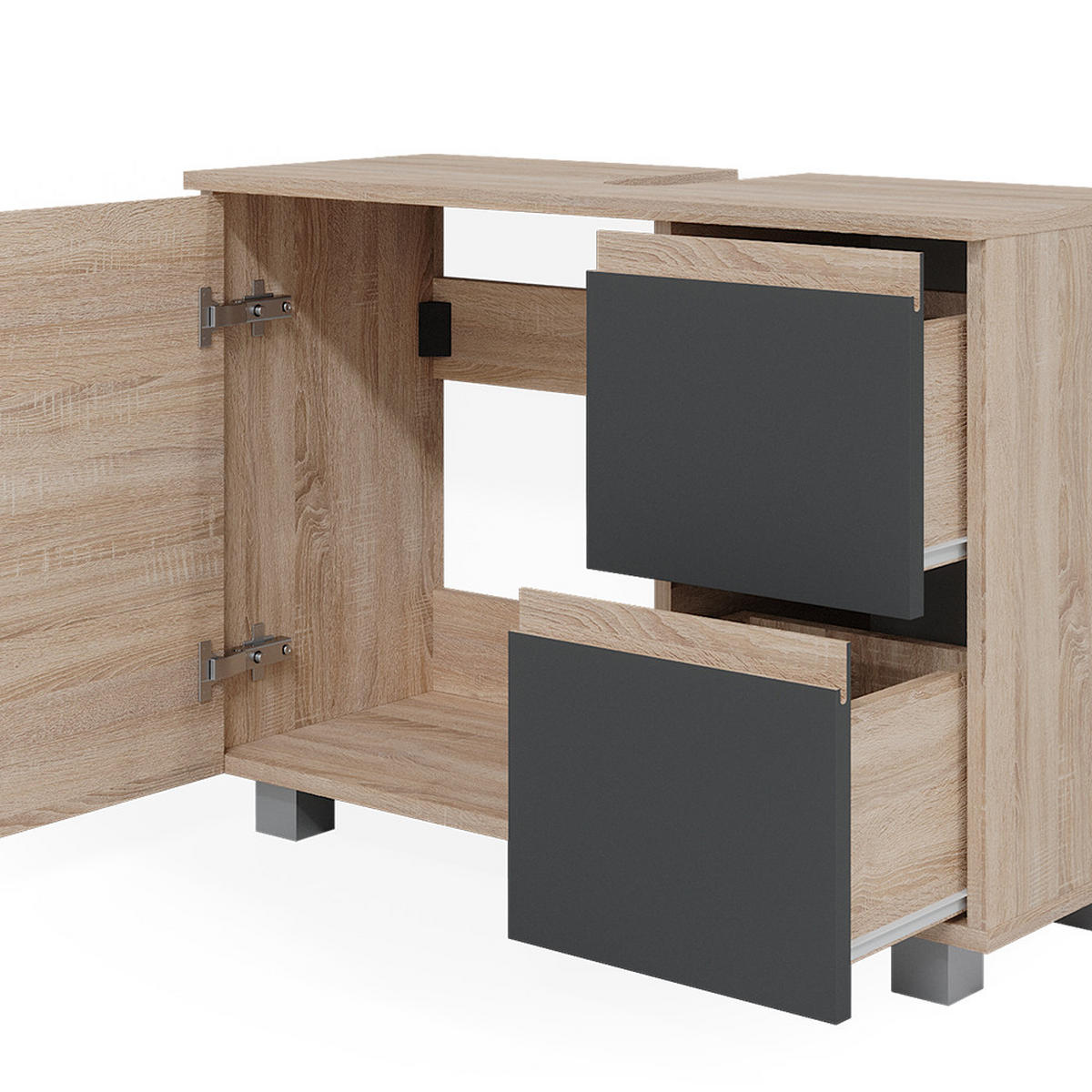 WASCHBECKENUNTERSCHRANK J-Shape Anthrazit 80 x 60.8 cm - Anthrazit, Holzwerkstoff (80/60.8/33cm) - Vicco