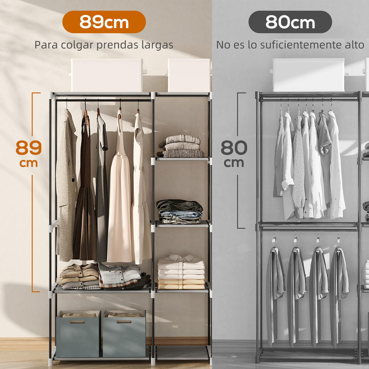 KLEIDERSCHRANK Grau 1 Stück - Grau, Metall (43/185/182cm) - GiPP