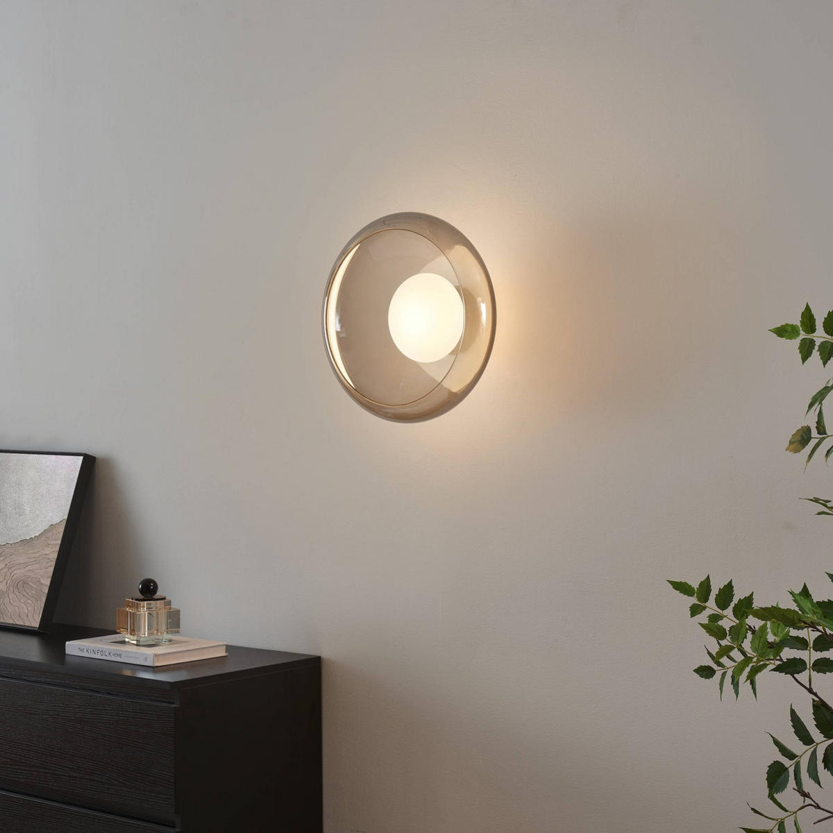 DECKENLEUCHTE Théoria, Rauchgrau und Weiß, 16cm - Grau, Glas (16/33/33cm) - KOSILUM