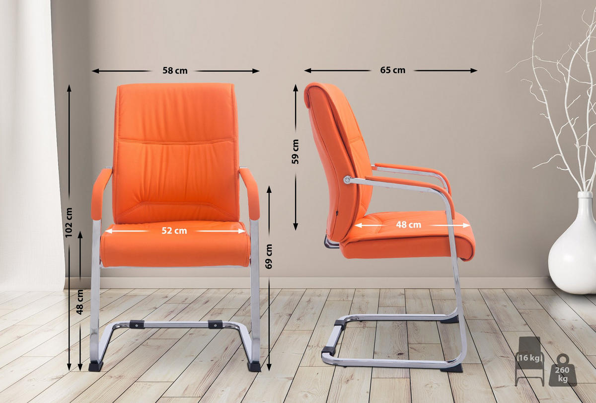 SCHWINGSTUHL Lederlook orange - Orange, Textil/Metall (58/102/65cm) - CLP