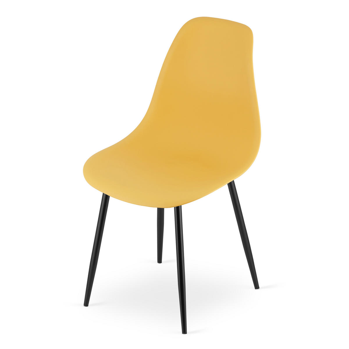 ESSZIMMERSTUHL 4-er Set KALEO Senffarbener Sitz, schwarze Beine - Currygelb/Schwarz, Kunststoff (46/84/51cm) - Valora
