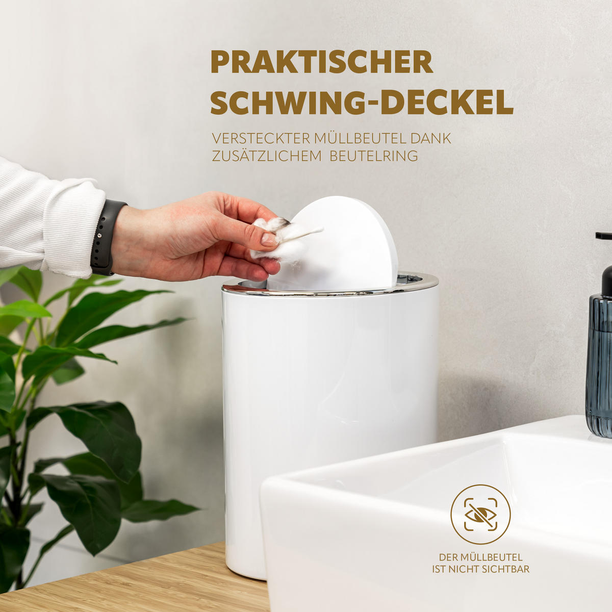 KOSMETIKEIMER SAVONA 5,5 Liter, weiß - Weiß, Kunststoff (22/24.5/22.5cm) - bremermann