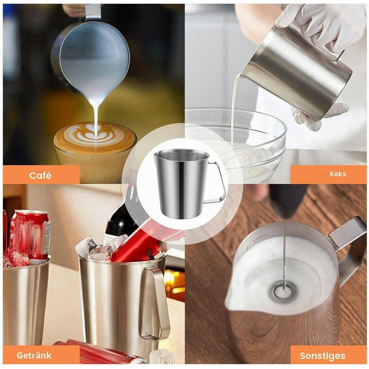 MESSBECHER Edelstahl 500 ml - Silberfarben, Metall (0.5L)