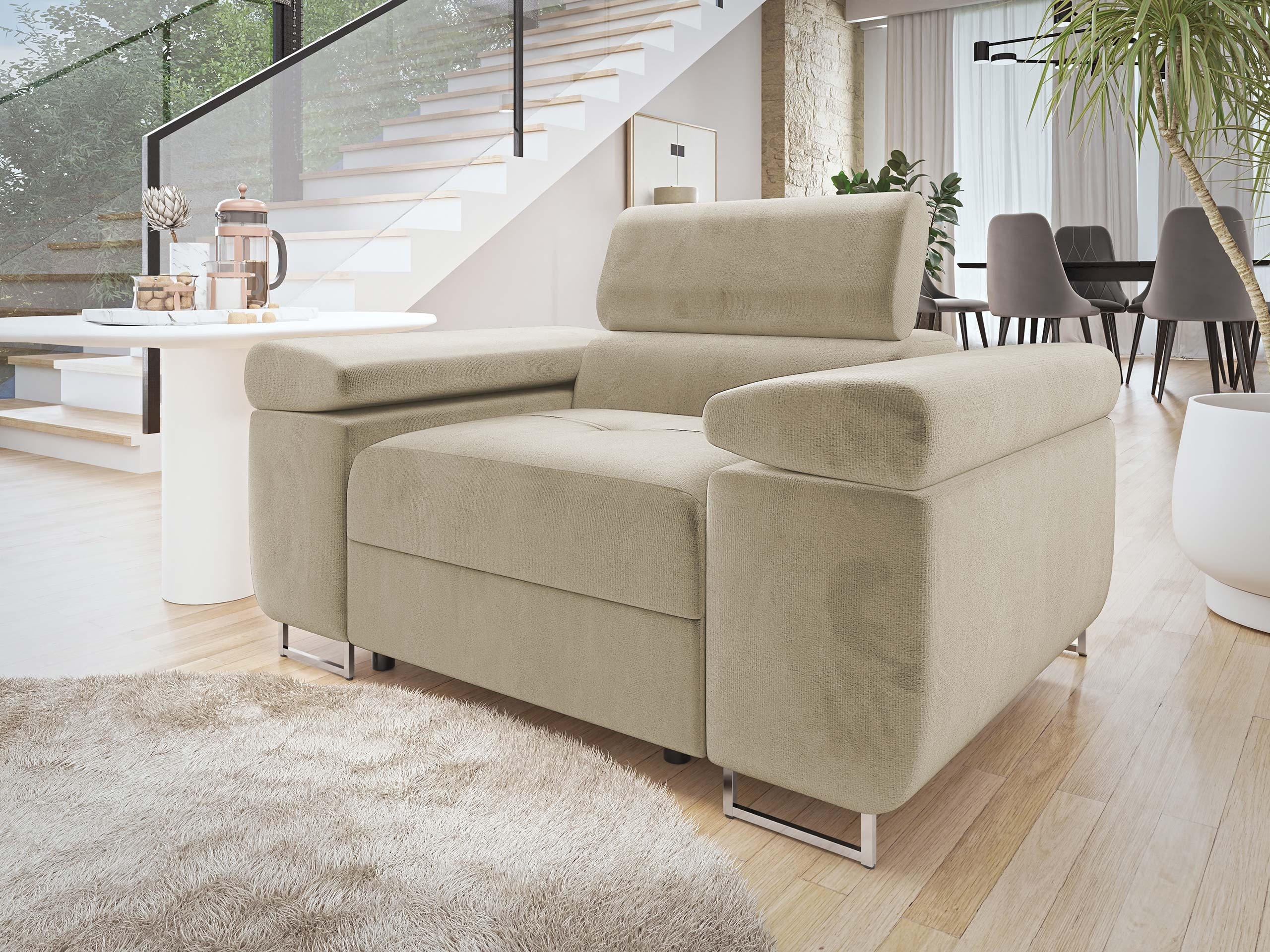 SESSEL Torezio - Beige, Holz/Textil (134/90/102cm) - MIRJAN24