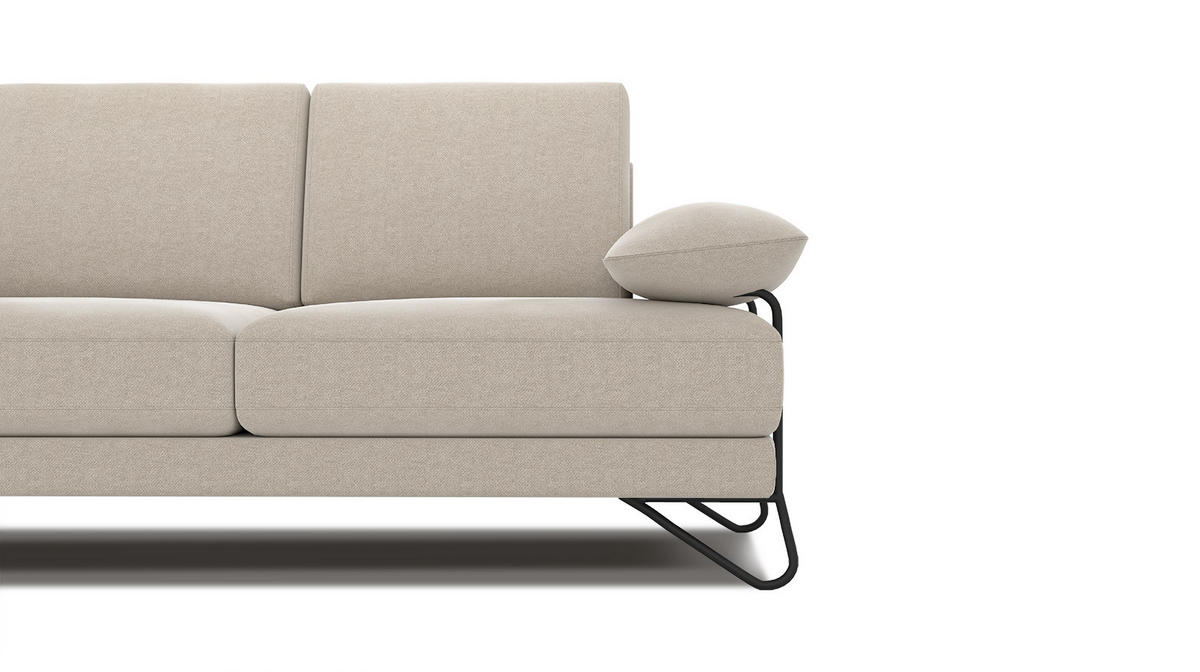 SOFA LORI 2-Sitzer, ecru - Ecru/Schwarz, Holzwerkstoff/Textil (185/87/96cm) - Courtois Laville