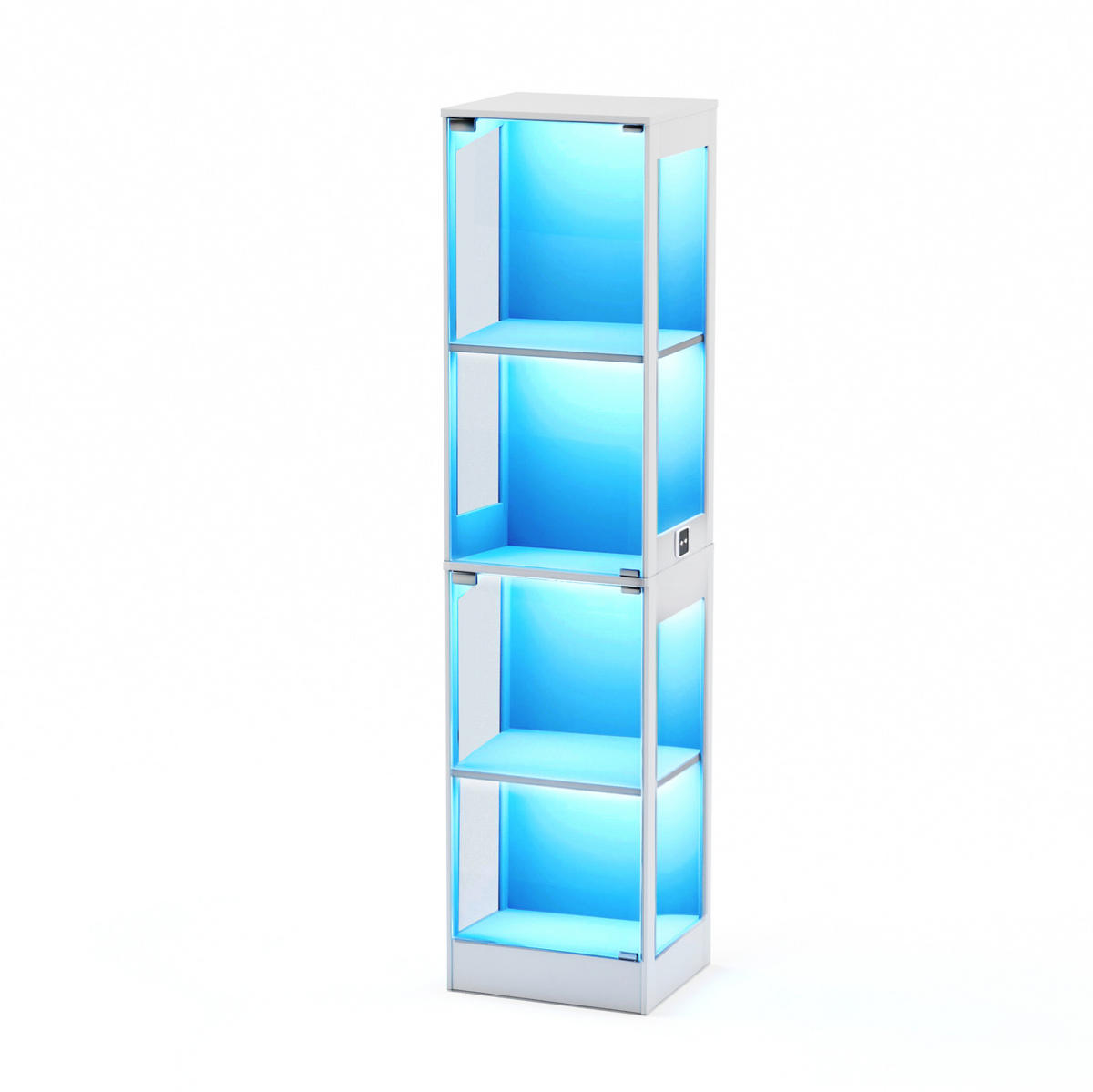 VITRINE 40/35/165 cm in Weiß mit Glastüren und LED-Beleuchtung - Weiß, Holzwerkstoff (40/165/35cm) - Flora Grace