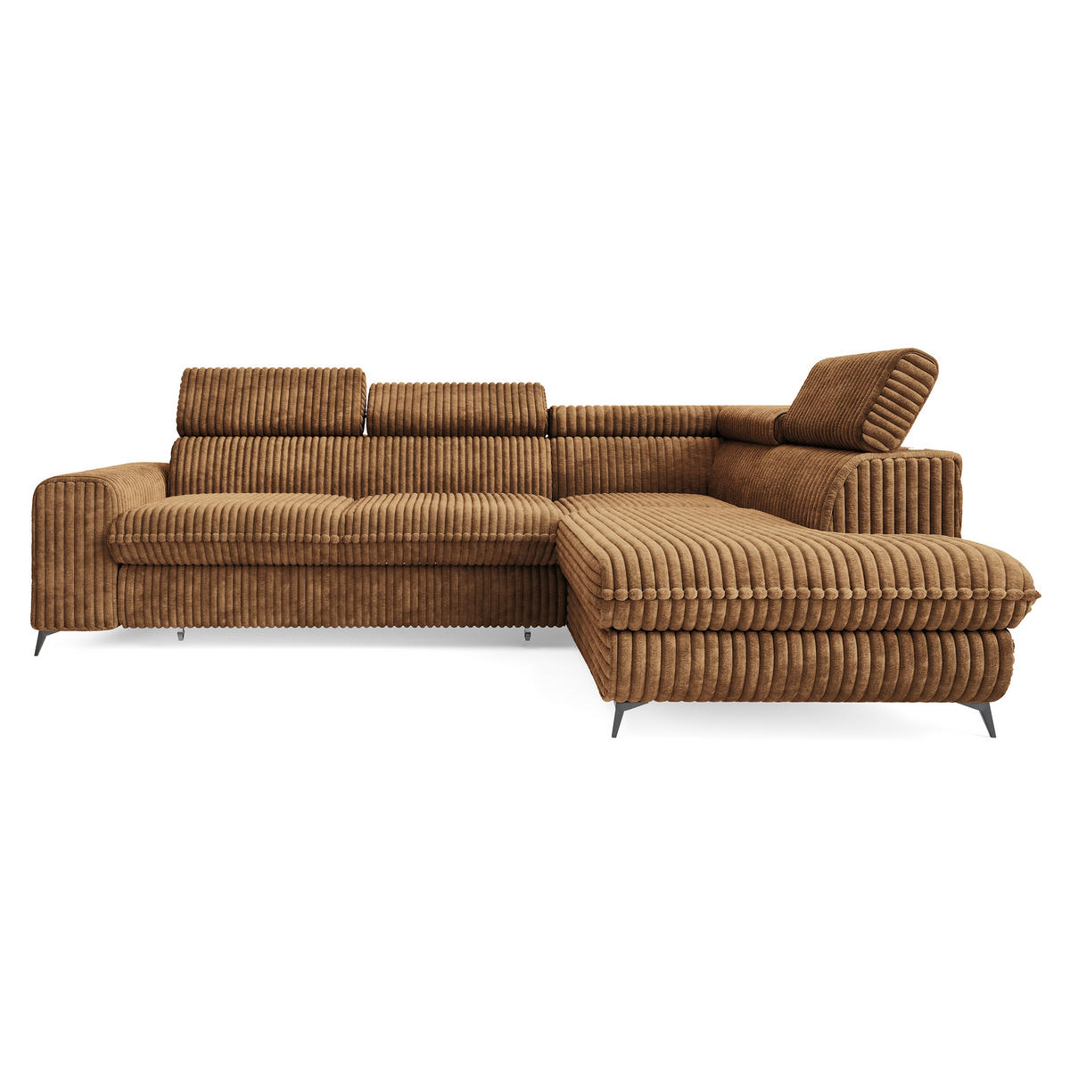 ROHOVÁ SEDAČKA VELISS měděná - černá/měděná, kov/dřevo (255/193cm) - MASSENO