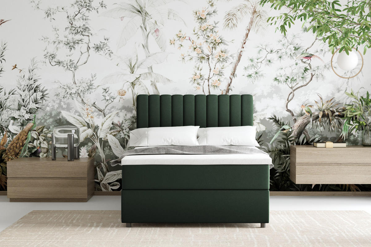 BOXBETT Everest 120 x 200 cm Einzelbett mit hochwertiger Bonell-Matratze und Topper - Grün, Holz (120/200cm) - Panda Möbel