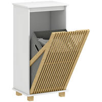 BADEZIMMERSCHRANK Weiß und Natur 40/30/80 cm mit Wäschesammler - Weiß, Holzwerkstoff (40/80/30cm) - PANGIVO