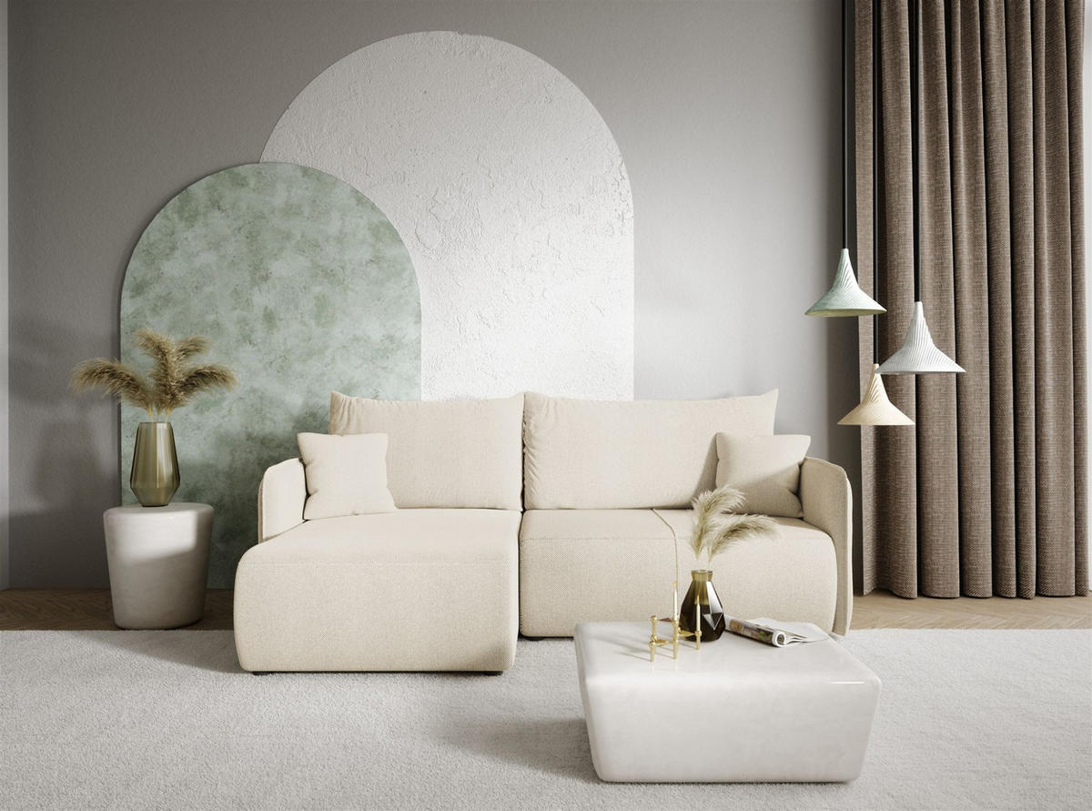 ECKSOFA Calgary - Creme, Holzwerkstoff/Textil (207/148cm) - Fun Möbel