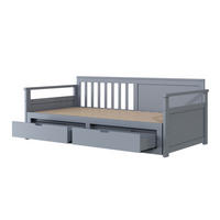 TAGESBETT Zwei-in-Eins 90/180/190 cm grau mit Schubladen aus Kiefer - Grau, Holz (180/190cm) - OKWISH