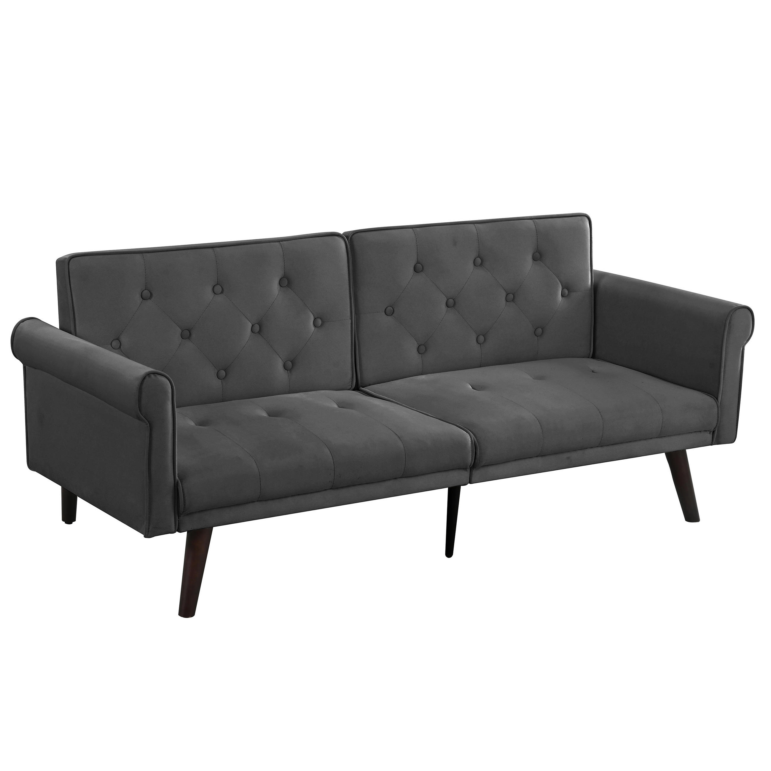 SCHLAFSOFA 150/89/70 cm in Grau Samt mit Verstellbarer Rückenlehne - Grau, Textil (172/70/89cm) - Oxeza