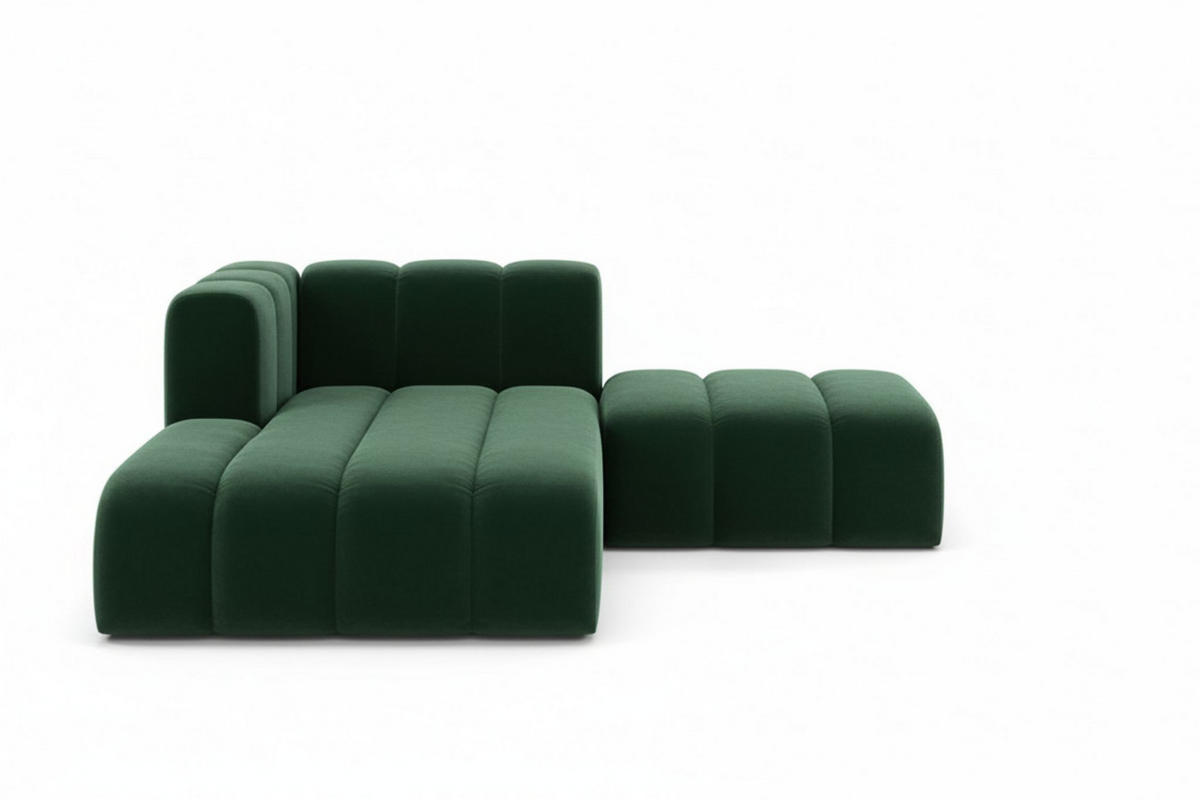 CHAISELONGUE Mit Hocker Grand, Veloursstoff Salvador, Grün, Links - Grün, Holz (204/179cm) - Kaiser Möbel