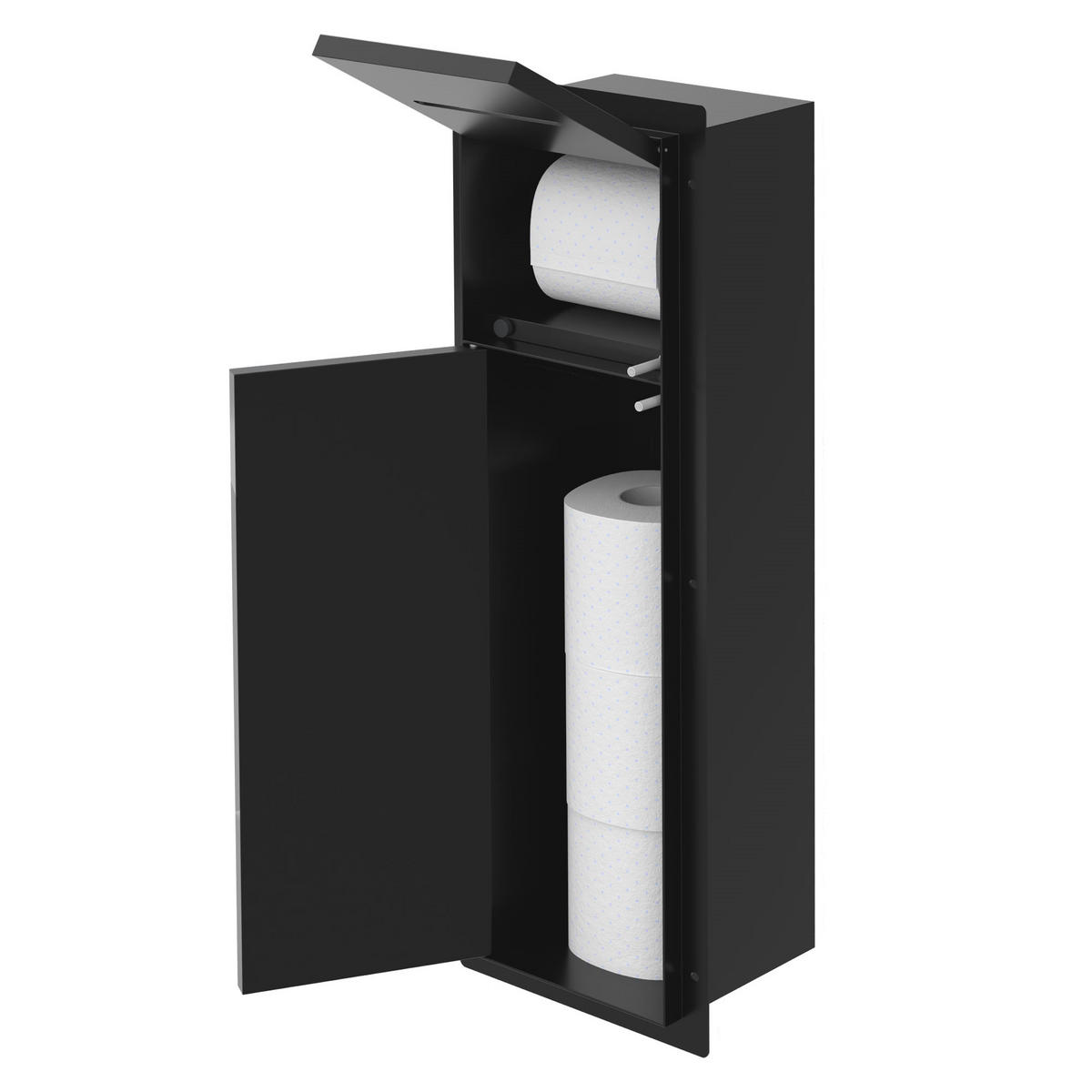 UNTERPUTZ-SCHRANKMODUL WC aus Edelstahl schwarz matt 60x20x14 cm - Schwarz, Metall (14/60/20cm) - LuxeBath