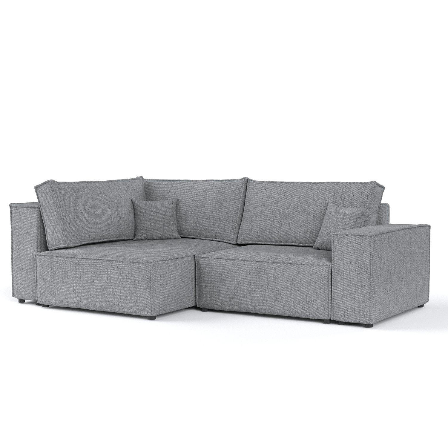ECKSOFA AVION mit Schlaffunktion Grau im Neve Stoff - Schwarz/Grau, Holz/Holzwerkstoff (253/148cm) - AltaBeds