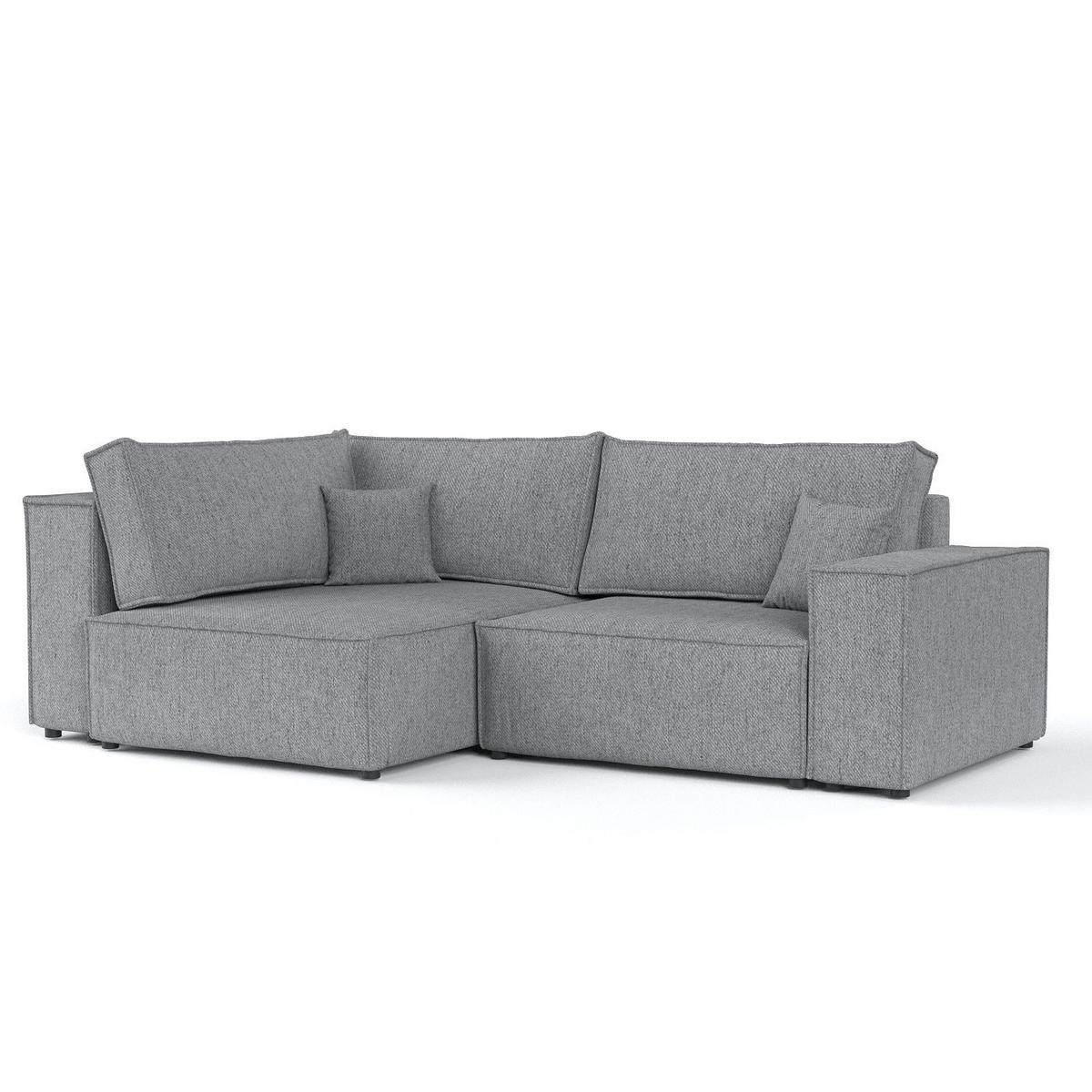 ECKSOFA AVION mit Schlaffunktion Grau im Neve Stoff - Schwarz/Grau, Holz/Holzwerkstoff (253/148cm) - AltaBeds