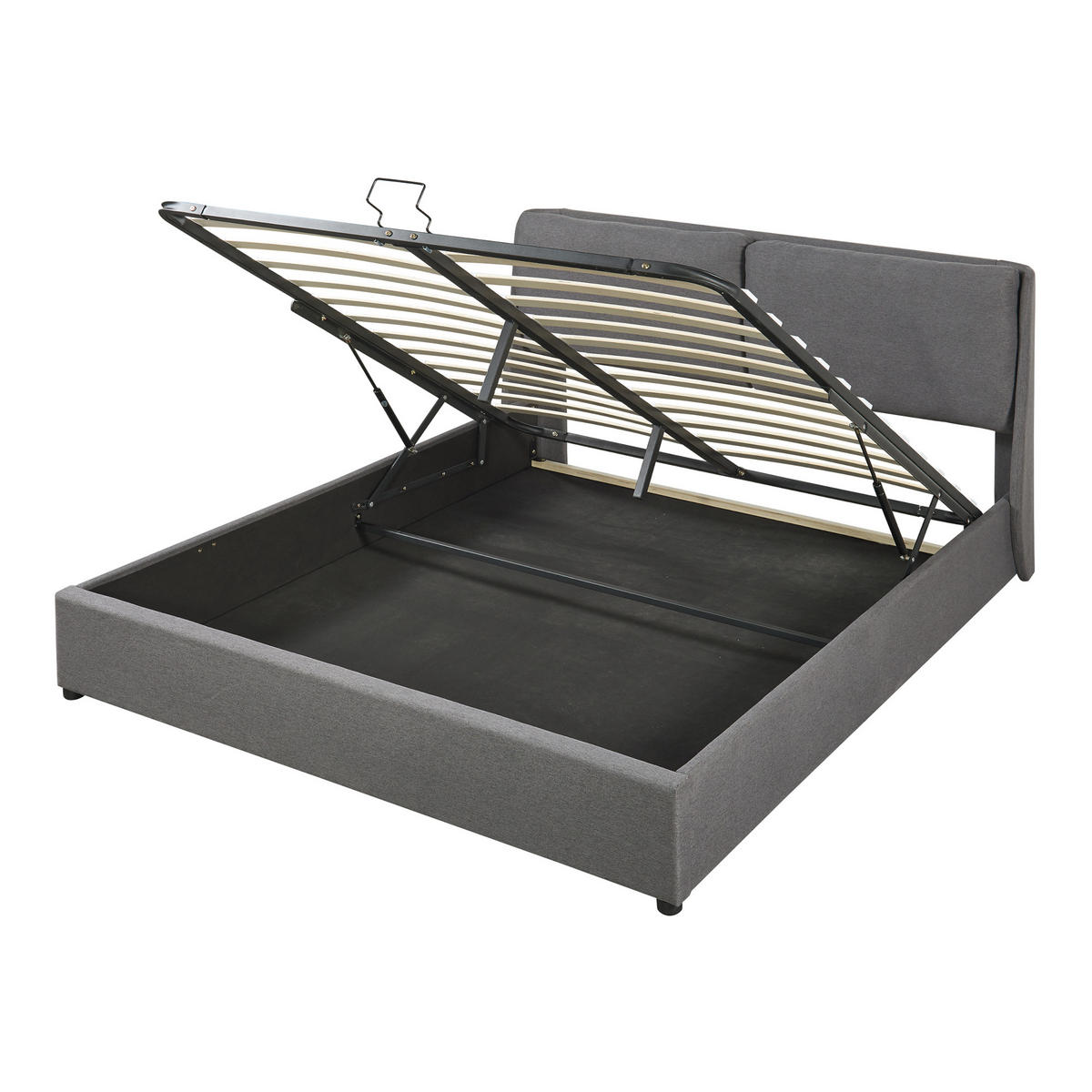 POLSTERBETT Lunner - Dunkelgrau, Holzwerkstoff/Kunststoff (160/200cm) - [en.casa]