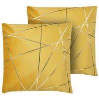 DEKOKISSEN 2er-Set Gelb 45/45 cm Pinus - Gelb, Textil (45/45cm) - Beliani
