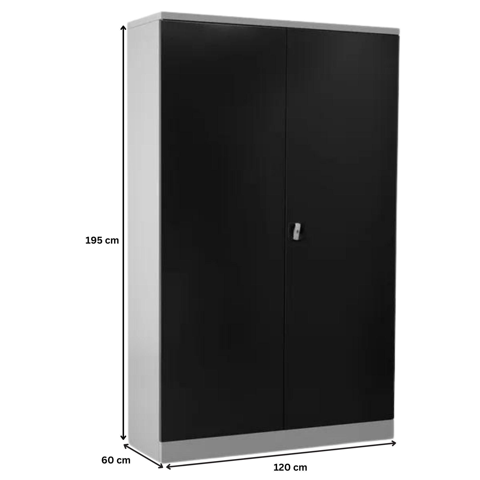 STAHLSCHRANK Bee mit 5 lackierten Fachböden 195x120x60 cm Korpusfarbe Lichtgrau Frontfarbe Anthrazit - Anthrazit, Metall (120/195/60cm)
