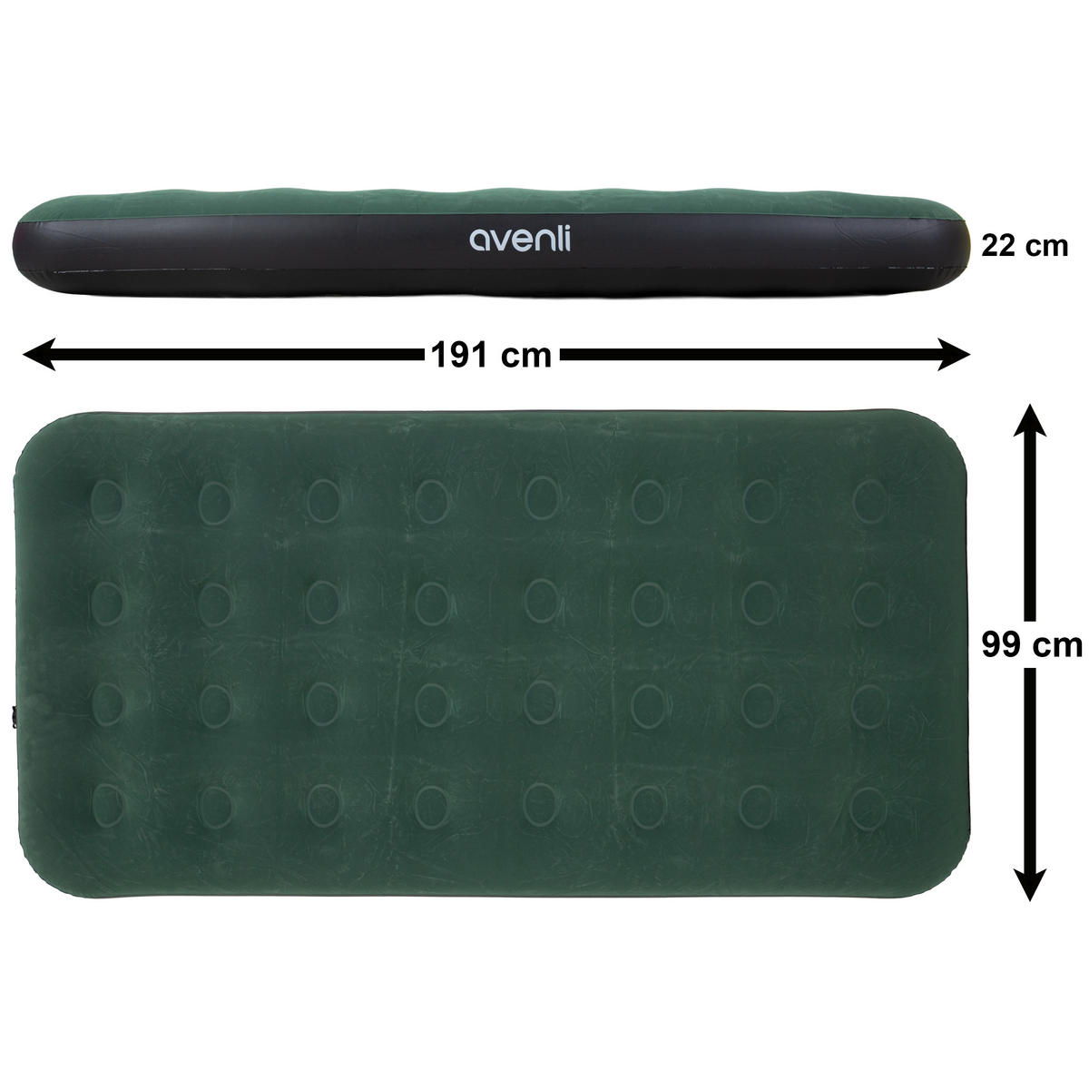 LUFTBETT Luftmatratze 1 Person Camping CloudCoil grün 191x99x22cm - Grün, Kunststoff (99/191cm) - Avenli