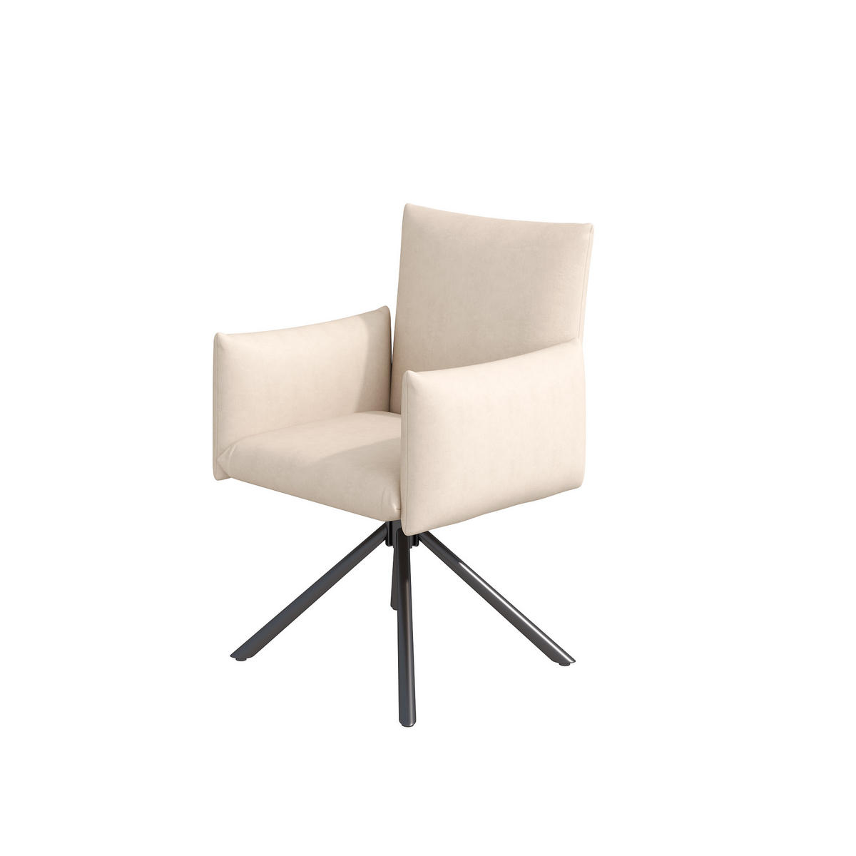 ESSZIMMERSTUHL 2er Set Drehstuhl Samt Beige Lordosenstütze - Beige, Textil (60/86/64cm) - FLIEKS