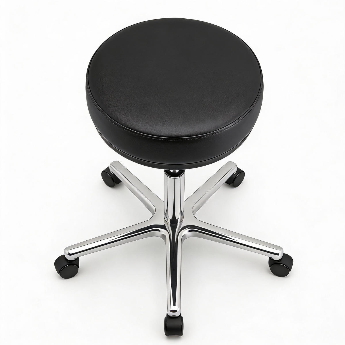 ARBEITSHOCKER Echtleder Schwarz - höhenverstellbar, 150kg belastbar - Schwarz, Leder/Metall (58/46/58cm) - Versee