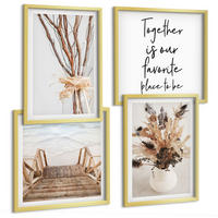 BILDER SET 4er Set - 50x50 cm & 40x60 cm Goldrahmen - Blumenzweige Minimalismus Natur - Goldfarben, Kunststoff (50/50cm) - TULUP