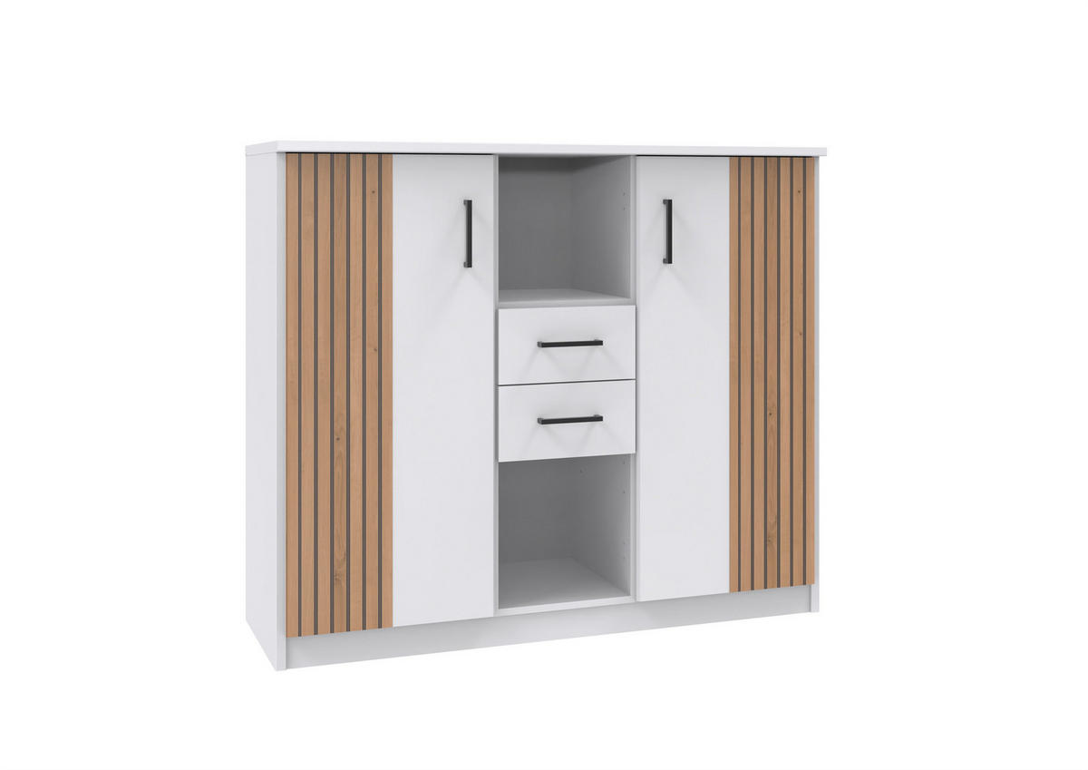 JUGENDZIMMER Rügen in Weiß und Artisan Eiche 7 teilig mit Schwebetürenschrank - Weiß, Holzwerkstoff (120/200/80cm)