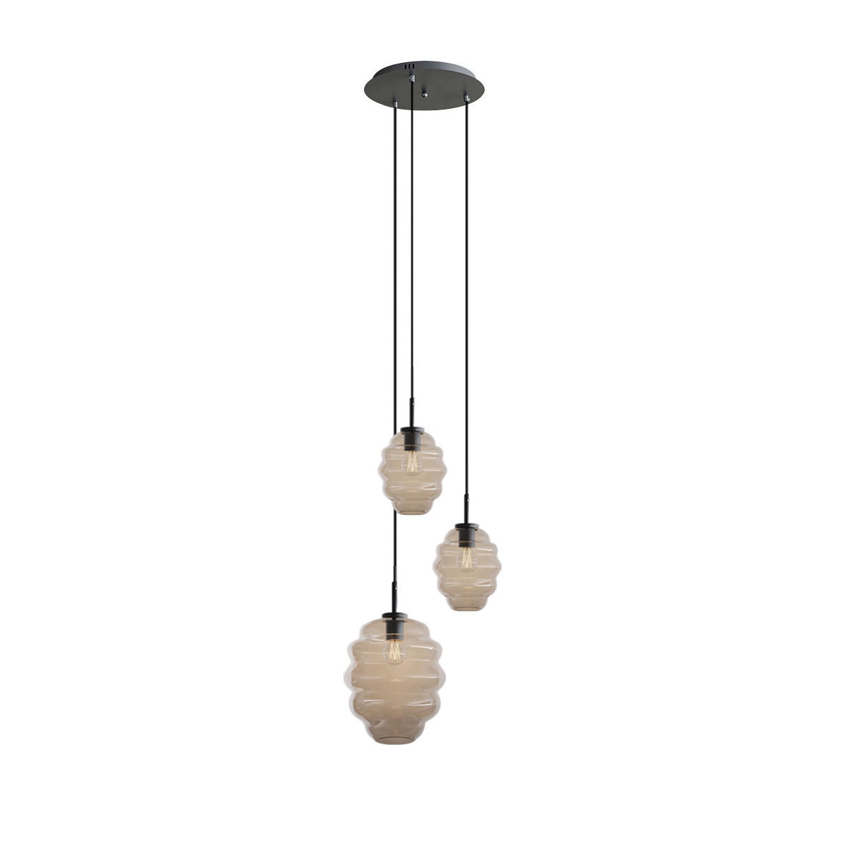 GALERIELEUCHTE Echos 3-flammig Klar Ø 18/25cm - Klar/Schwarz, Glas (18/18/20cm) - s.luce