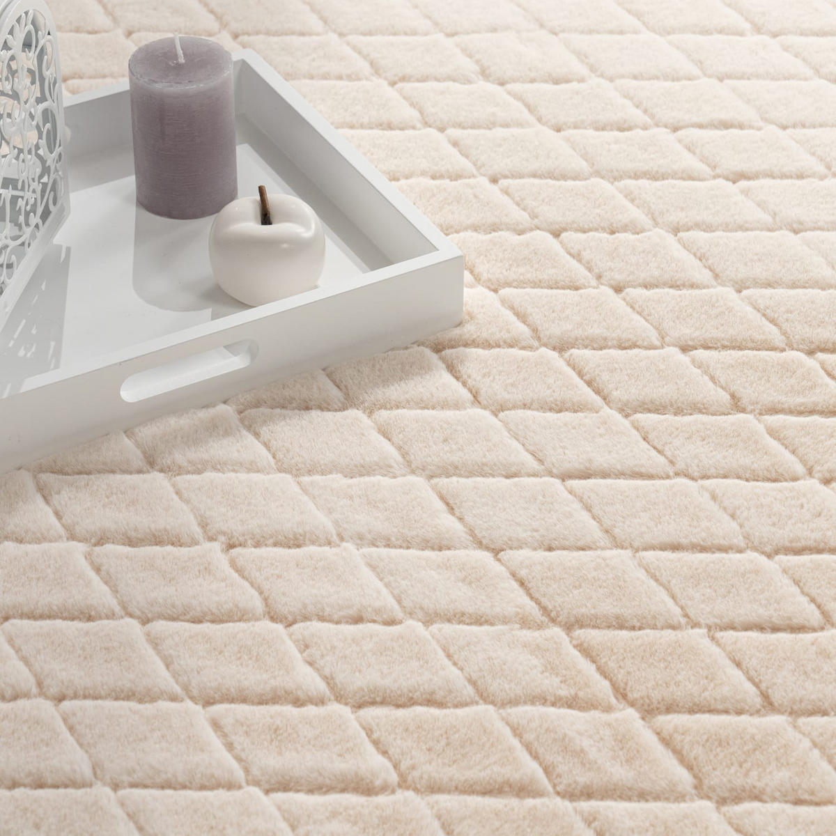 HOCHFLORTEPPICH, mit Struktur, Florhöhe 22 mm, Creme, 80 x 150 cm - Beige, Textil (80/150cm) - KADIMA DESIGN