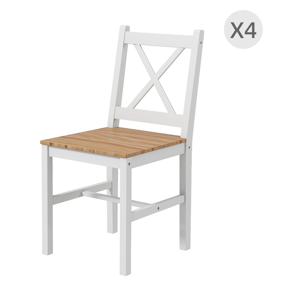 STÜHLE Weiß 4 Stück - Weiß, Holz (41/86/46.5cm) - GiPP