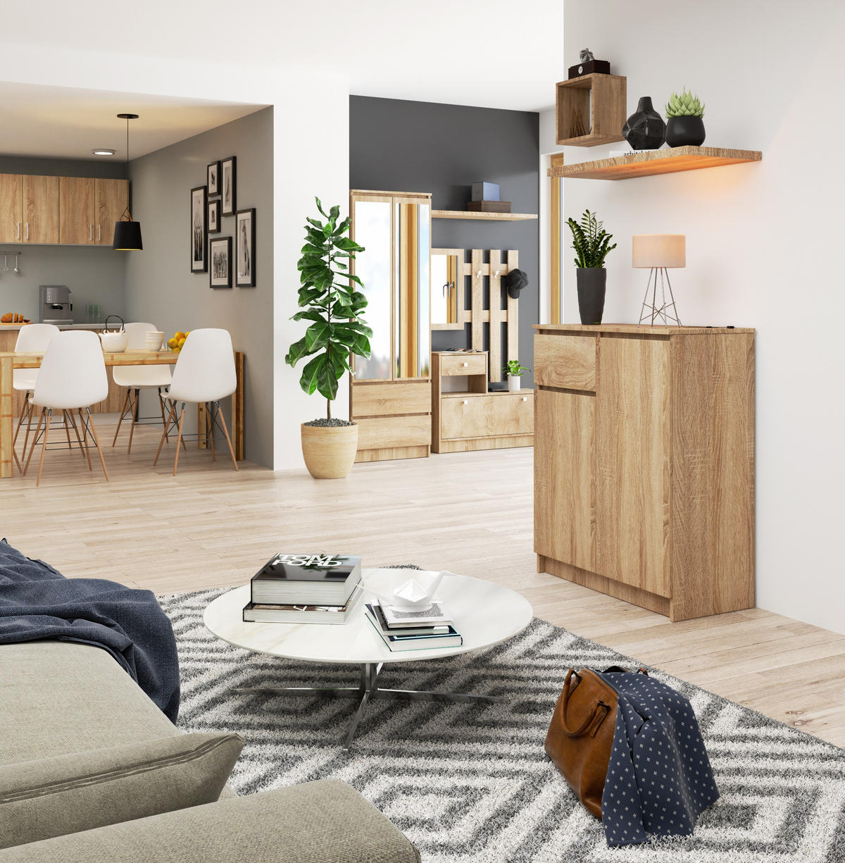 KOMMODE Eiche Sonoma 99/80/40 - Sonoma Eiche, Holzwerkstoff (80/99/40cm) - RAUMHIRSCH FURNITURE