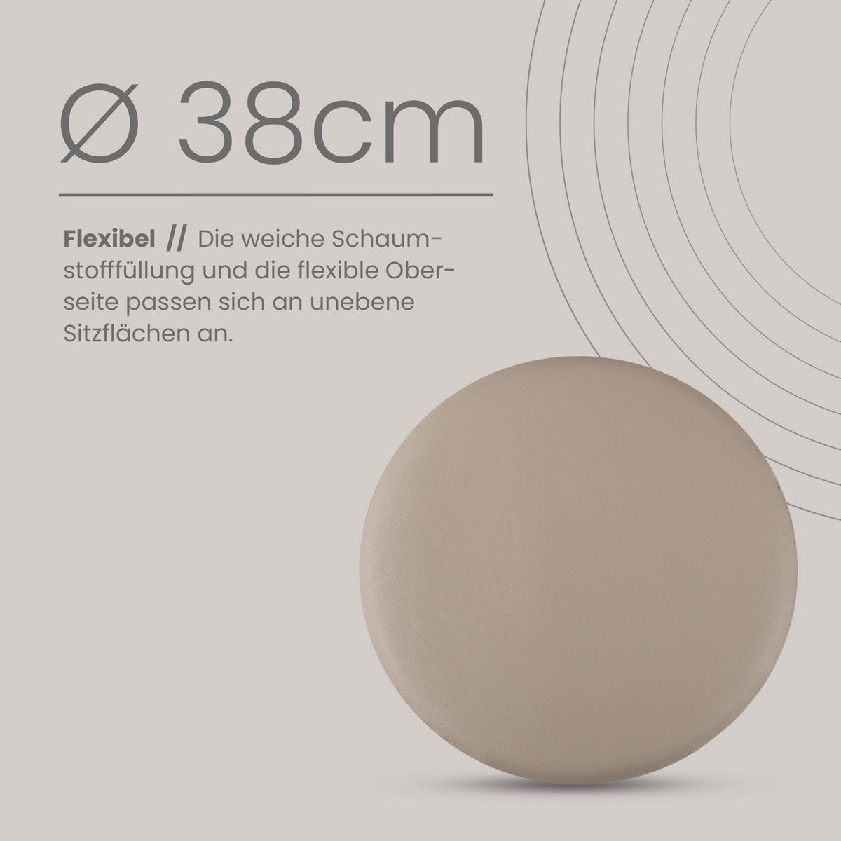STUHLKISSEN 2er Pack ⌀ 38cm beige Lederimitat mit Antirutsch - Beige, Textil (38/38/1cm) - Bestlivings