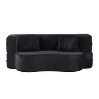 2-SITZER SCHLAFSOFA Mikrofaser Schwarz mit Klappfunktion und 2 Kissen - Schwarz, Textil (180/70/110cm) - WISHDOR