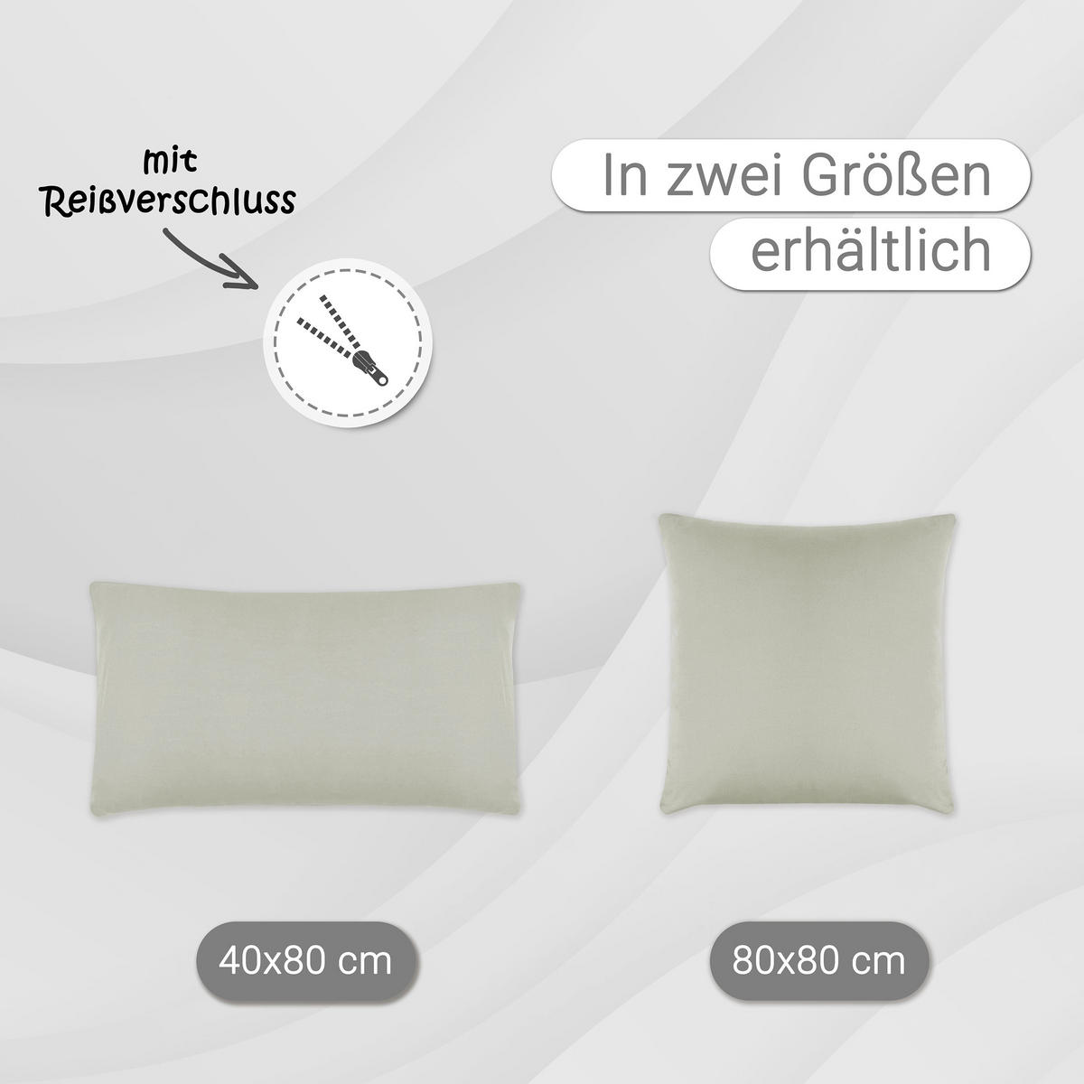 KISSENBEZUG, 2er-Set, 80x80 cm, 100% Baumwolle, Grau - Hellgrau, Textil (80/80cm) - Zollner