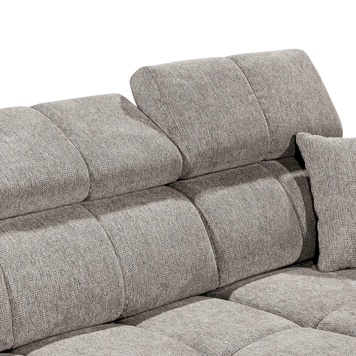 ECKSOFA mit Longchair - Kopfstütze verstellbar, Schlaffunktion, Bettkasten - Taupe/Schwarz, Kunststoff/Textil (268/172cm) - home24