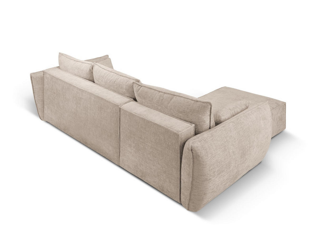 AUSKLAPPBARES-ECKSOFA links mit Container Kaelle aus Chenille-Stoff beige 4 Sitzplätze - Beige, Textil (165/252cm) - Micadoni