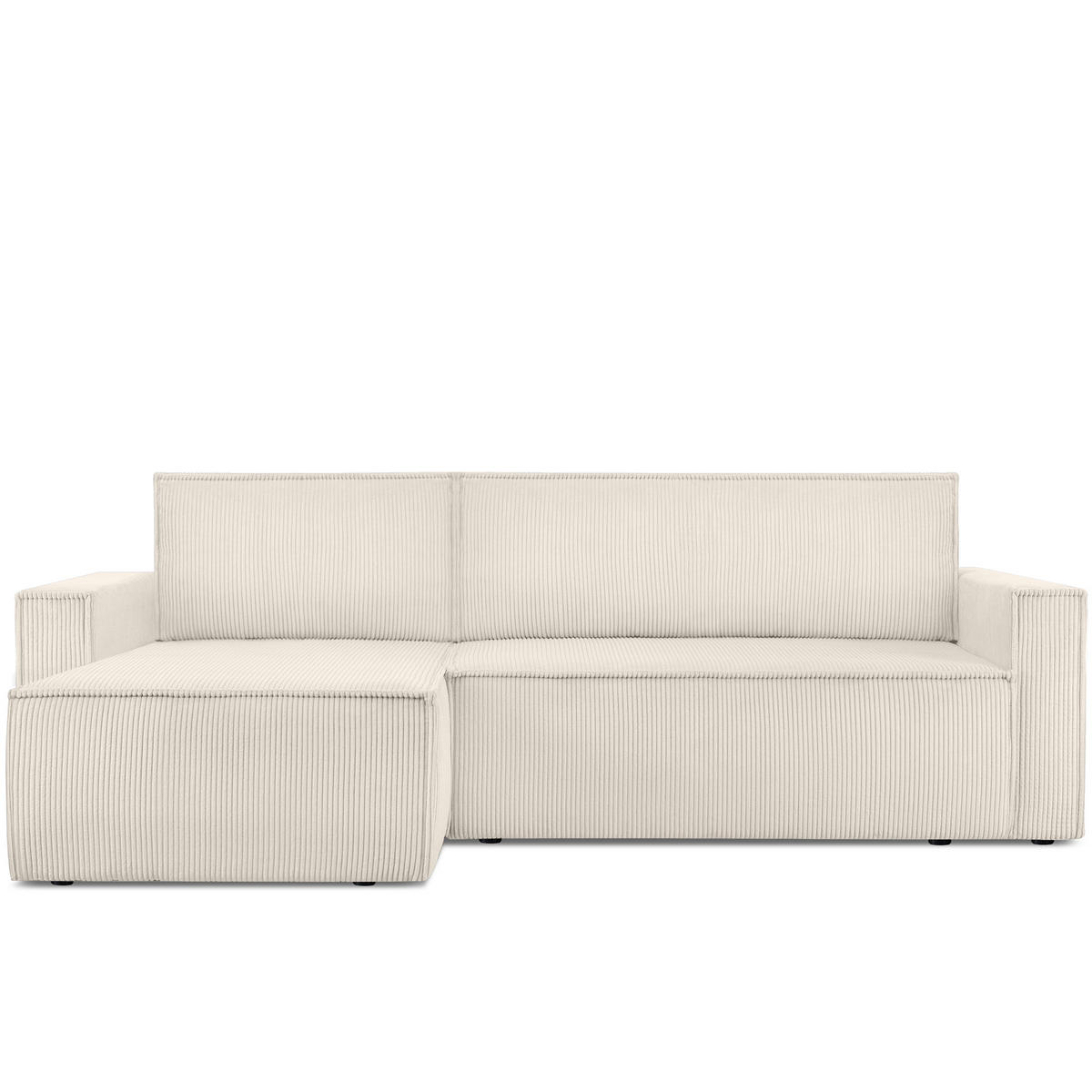 ECKSOFA-LINKS/RECHTS NAPI Schlaffunktion mit Cordbezug, beige - Ecru/Schwarz, Textil (246/148cm) - KONSIMO®