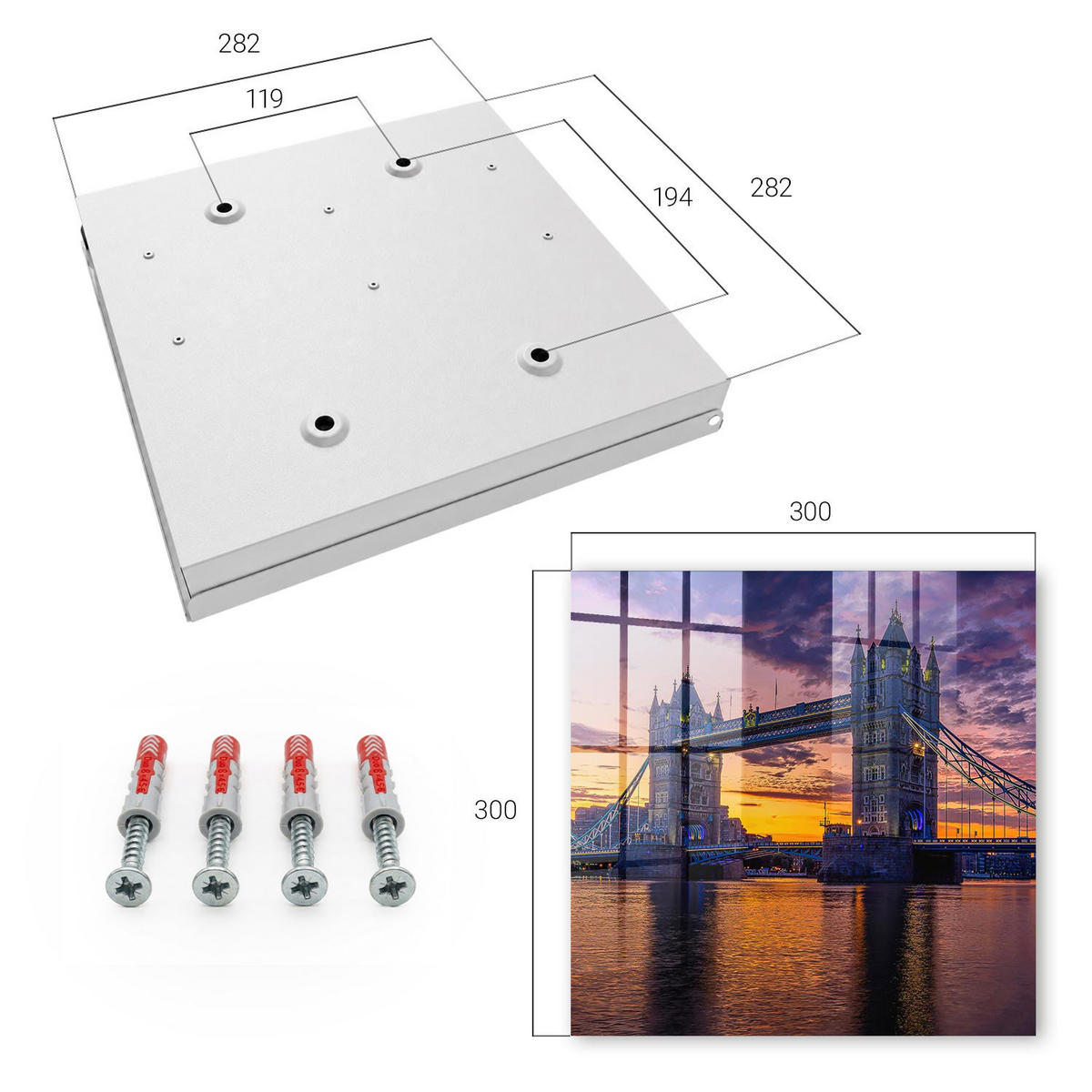 SCHLÜSSELBOX Weiß 30x30 cm – Türöffnung nach rechts - Ein zauberhafter Ausblick - Lila, Metall (30/30/5cm) - TULUP