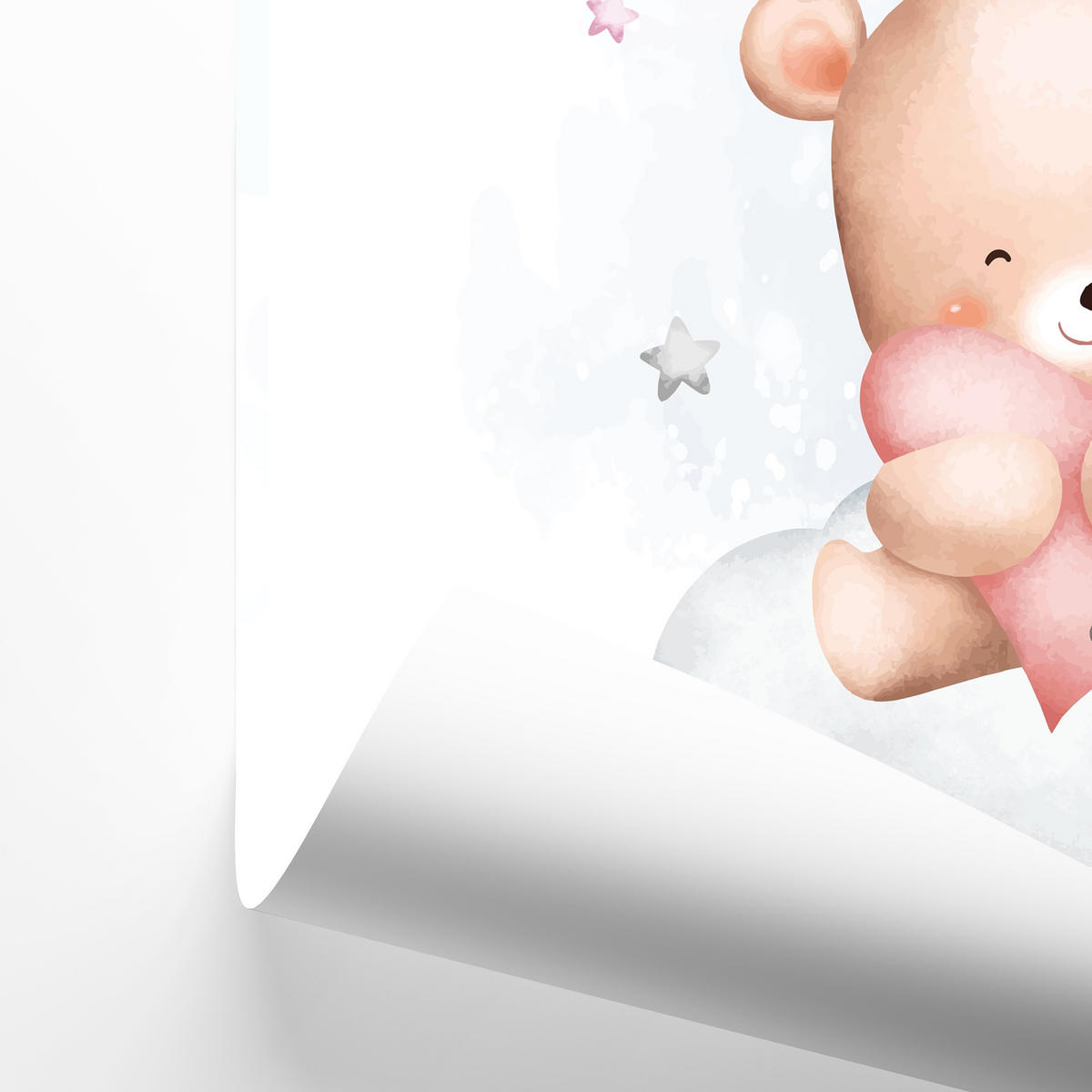 SADA PLAGÁTOV Do Detskej Izby Mackovia Oblaky Balóny Hviezdy 3x Plagát A3 30 x 42 cm - oranžová/hnedá, papier (30/42/1cm) - Muralo